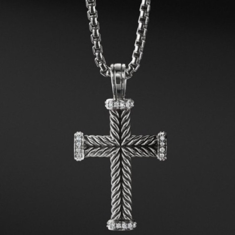 David Yurman Silver Cross Necklace